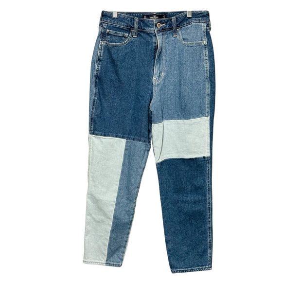 Hollister Ultra High Rise Mom Denim Patchwork Multicolored Ankle Jeans - Picture 2 of 9